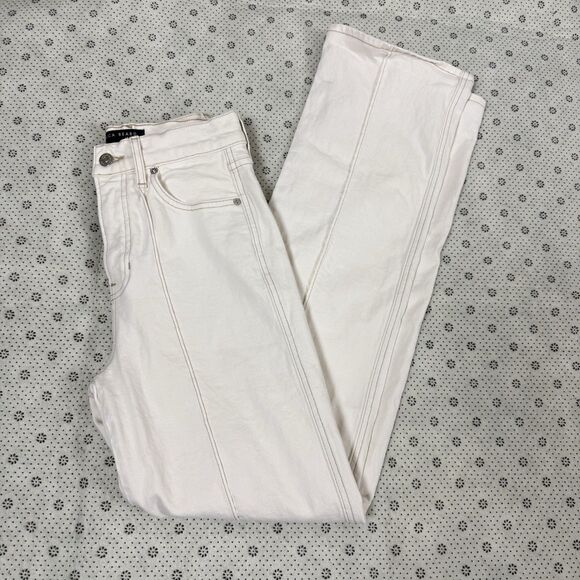 Veronica Beard Womens Dylan Pintuck High Rise Full Length Straight Jeans Ecru 26 - Picture 8 of 11